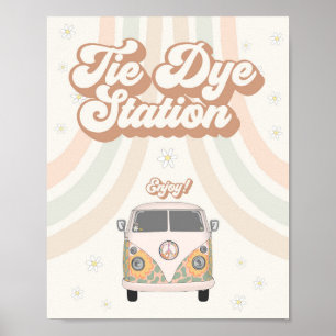groovy 70s retro tie dye station sign