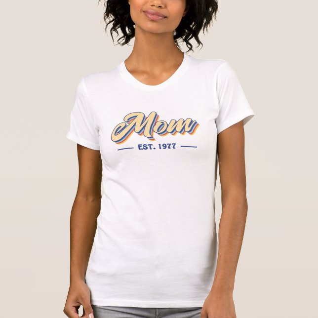 Groovy 70s Script Mum Established T-Shirt (Front)