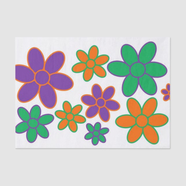 Groovy 70s Style Flower Tissue Paper (Front)