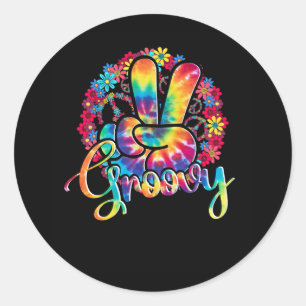 Groovy 70S Tie Dye Vintage Retro Hippie Halloween  Classic Round Sticker