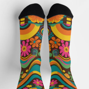 Groovy 70s Vibes Retro Pattern Socks