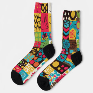 Groovy 70s Vibes Retro Pattern Socks