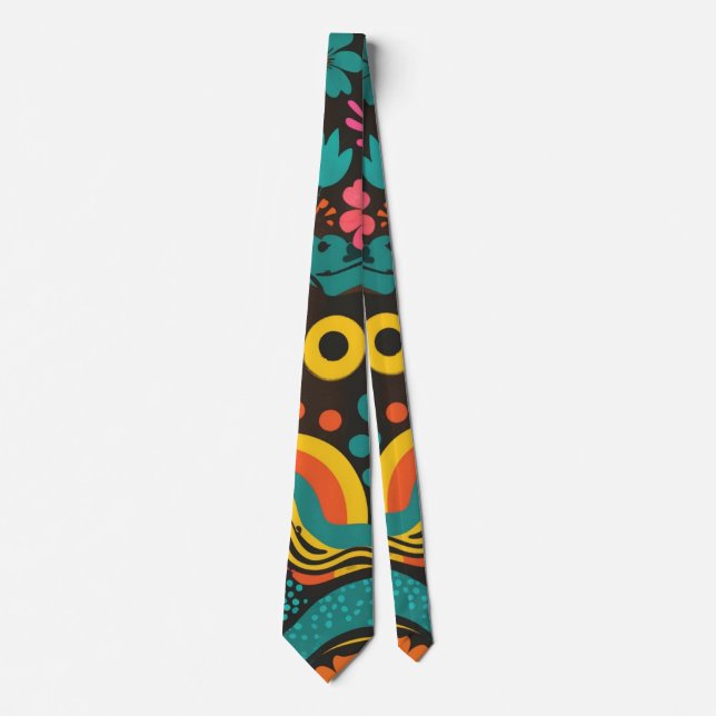Groovy 70s Vibes Retro Pattern Tie (Front)