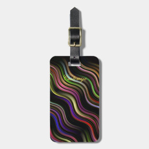 Groovy 70's wavy hippie psychedelic luggage tag