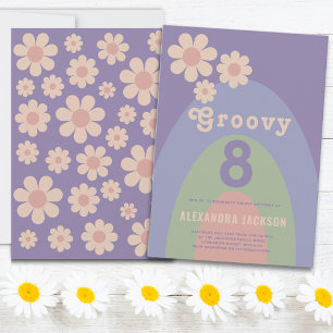 Groovy 8 Retro 8th Birthday Party Invitation
