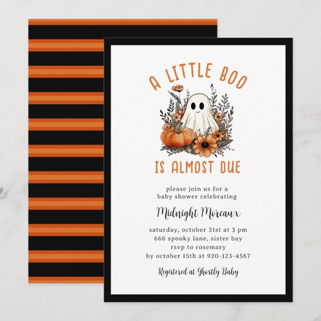 Groovy A Little Boo Halloween Baby Shower  Invitation (Front/Back)