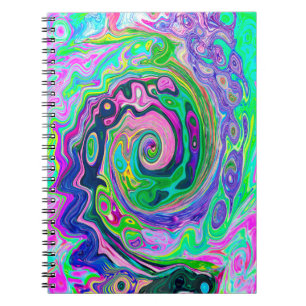Groovy Abstract Aqua and Navy Lava Swirl Notebook