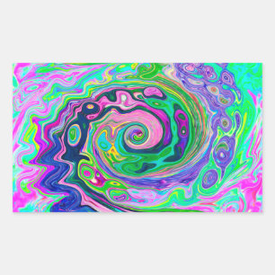 Groovy Abstract Aqua and Navy Lava Swirl Rectangular Sticker