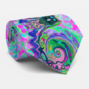 Groovy Abstract Aqua and Navy Lava Swirl Tie