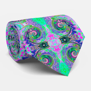 Groovy Abstract Aqua and Navy Lava Swirl Tie
