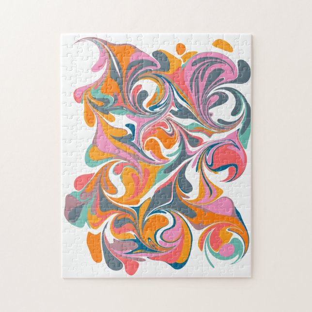 Groovy Abstract Colorful Marble Psychedelic Art Jigsaw Puzzle (Vertical)