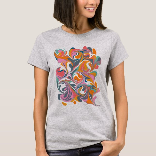 Groovy Abstract Colourful Marble Psychedelic Art T-Shirt (Front)