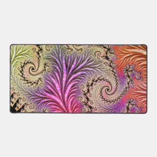 Groovy Abstract Digital Funky Boho Spiral Fractal Desk Mat