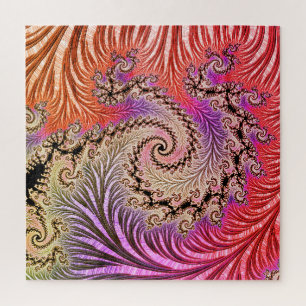 Groovy Abstract Digital Funky Boho Spiral Fractal Jigsaw Puzzle