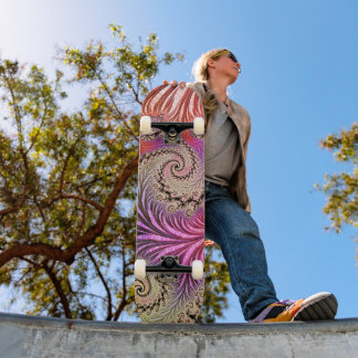 Groovy Abstract Digital Funky Boho Spiral Fractal Skateboard