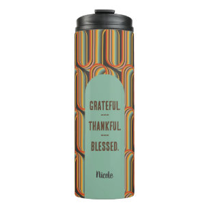 Groovy Abstract Grateful Thankful Blessed Thermal Tumbler