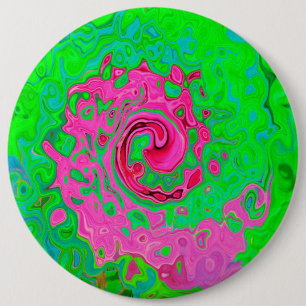 Groovy Abstract Green and Red Lava Liquid Swirl 6 Cm Round Badge