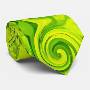 Groovy Abstract Green Liquid Art Swirl Painting Tie