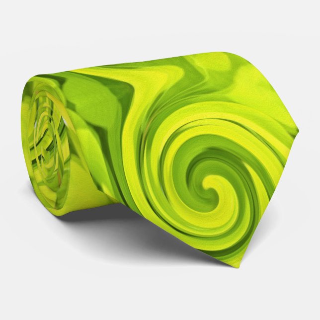 Groovy Abstract Green Liquid Art Swirl Painting Tie (Rolled)