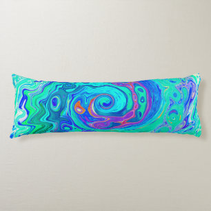 Groovy Abstract Ocean Blue and Green Liquid Swirl Body Cushion