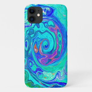 Groovy Abstract Ocean Blue and Green Liquid Swirl iPhone 11 Case