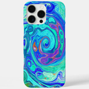 Groovy Abstract Ocean Blue and Green Liquid Swirl iPhone 16 Pro Max Case