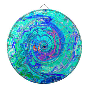 Groovy Abstract Ocean Blue and Green Liquid Swirl Dartboard