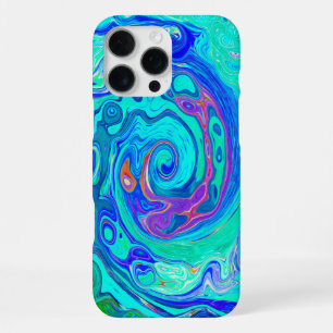 Groovy Abstract Ocean Blue and Green Liquid Swirl iPhone 16 Pro Max Case