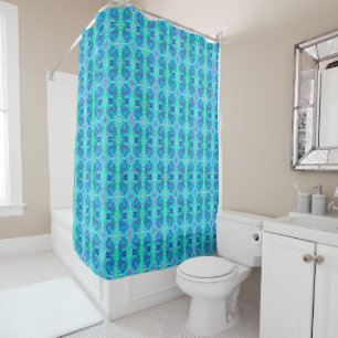 Groovy Abstract Ocean Blue and Green Liquid Swirl Shower Curtain