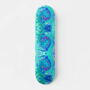 Groovy Abstract Ocean Blue and Green Liquid Swirl Skateboard