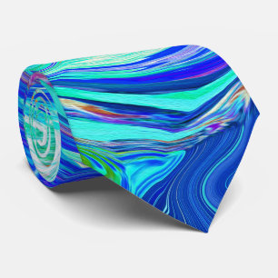 Groovy Abstract Ocean Blue and Green Liquid Swirl Tie