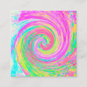 Groovy Abstract Pink and Blue Liquid Swirl Square Business Card