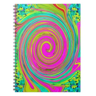 Groovy Abstract Pink and Turquoise Swirl Notebook