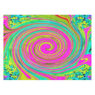 Groovy Abstract Pink and Turquoise Swirl Tablecloth