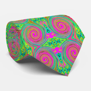 Groovy Abstract Pink and Turquoise Swirl Tie
