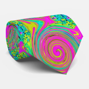 Groovy Abstract Pink and Turquoise Swirl Tie
