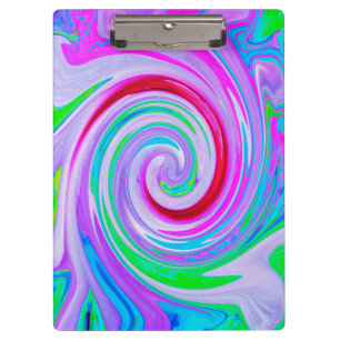 Groovy Abstract Red Swirl on Purple and Pink Clipboard