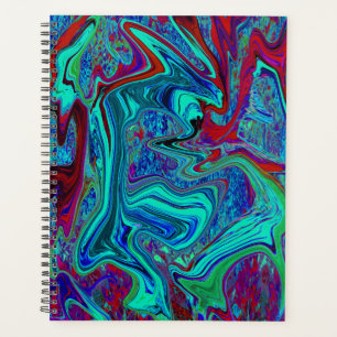 Groovy Abstract Retro Art in Blue and Red Planner