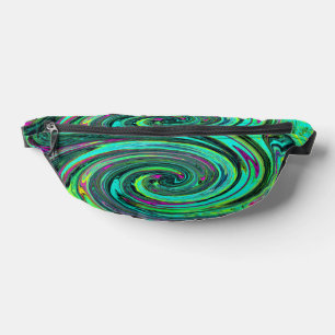 Groovy Abstract Retro Green and Magenta Swirl Bum Bags
