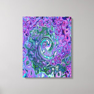 Groovy Abstract Retro Green and Purple Swirl Canvas Print