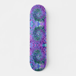 Groovy Abstract Retro Green and Purple Swirl Skateboard