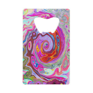 Groovy Abstract Retro Hot Pink and Blue Swirl