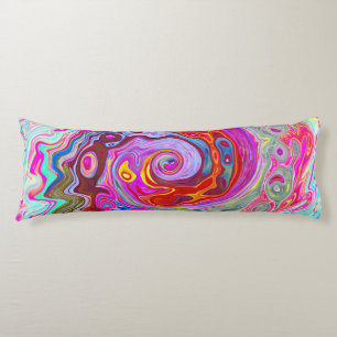 Groovy Abstract Retro Hot Pink and Blue Swirl Body Cushion