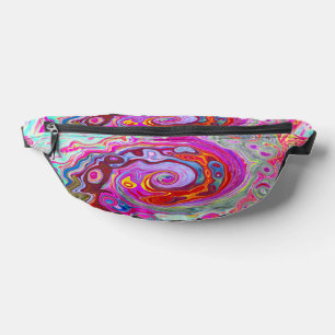 Groovy Abstract Retro Hot Pink and Blue Swirl Bum Bags