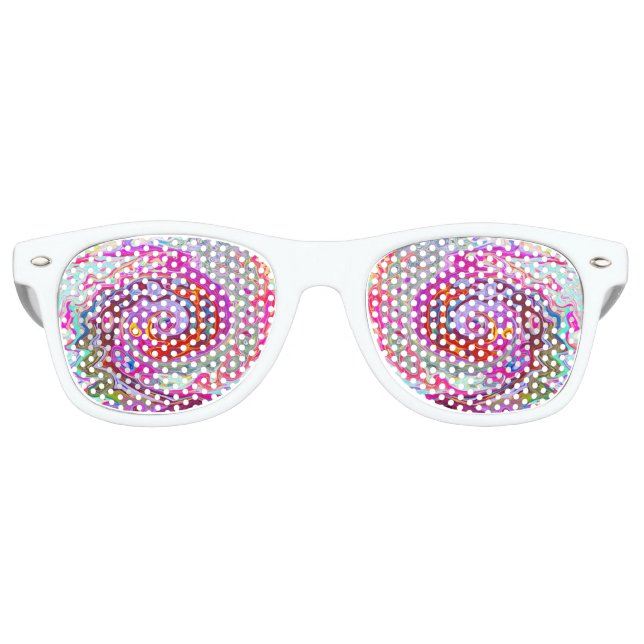 Groovy Abstract Retro Hot Pink and Blue Swirl Retro Sunglasses (Front)