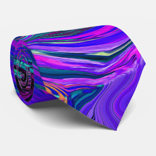 Groovy Abstract Retro Magenta and Purple Swirl Tie