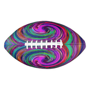 Groovy Abstract Retro Magenta Dark Rainbow Swirl American Football