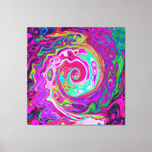 Groovy Abstract Retro Magenta Rainbow Swirl Canvas Print