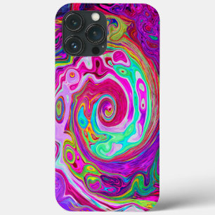 Groovy Abstract Retro Magenta Rainbow Swirl iPhone 13 Pro Max Case