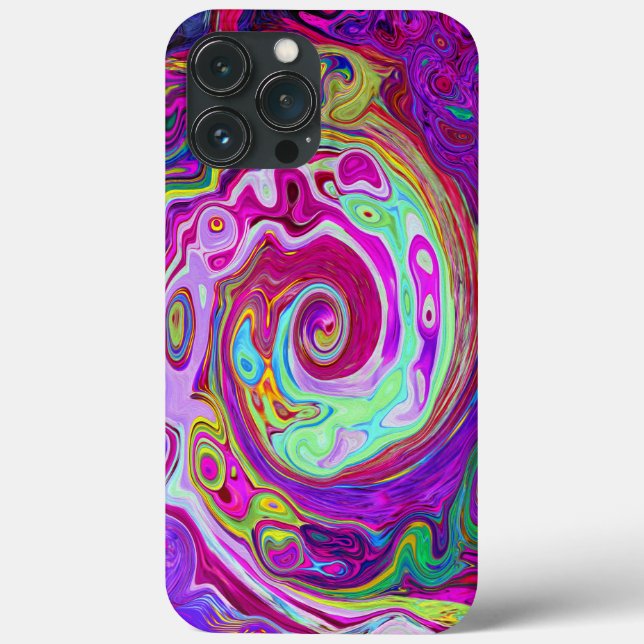 Groovy Abstract Retro Magenta Rainbow Swirl Case-Mate iPhone Case (Back)